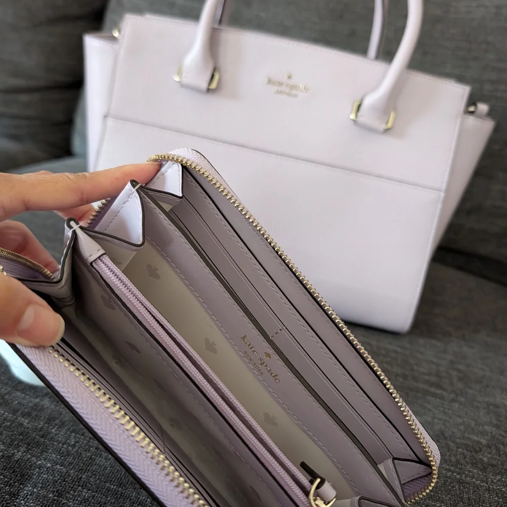 kate spade Pebbled Leather Tote & Wallet in Light Purple - Picture 3 of 6